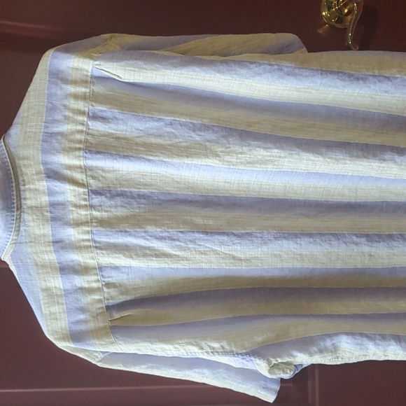 Tommy Bahama lavender and yellow stripe button down 100% linen XL SS - Picture 12 of 13